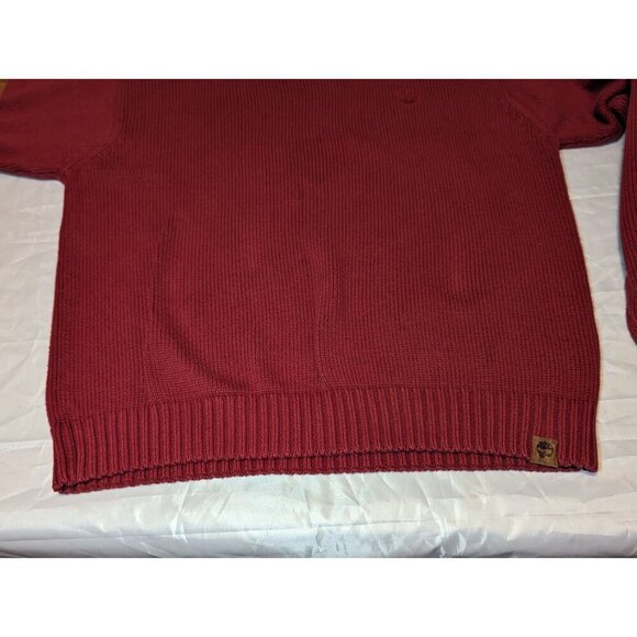 Timberland Men's Size XL 100% Cotton Maroon Long Sleeve HEAVY Sweater - Picture 7 of 14